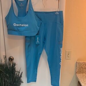 Blue Leggings and Sports Bra for Women
